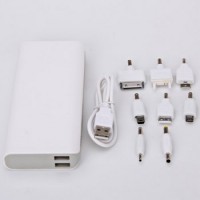 USB Dual Salidas 20000mAh Cargador de alimentación externa para varios teléfonos celulares y dispositivos digitales (Blanco)